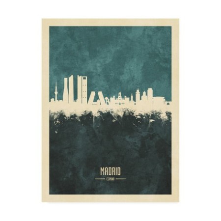 Michael Tompsett 'Madrid Spain Skyline Teal' Canvas Art,24x32